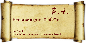 Pressburger Azár névjegykártya